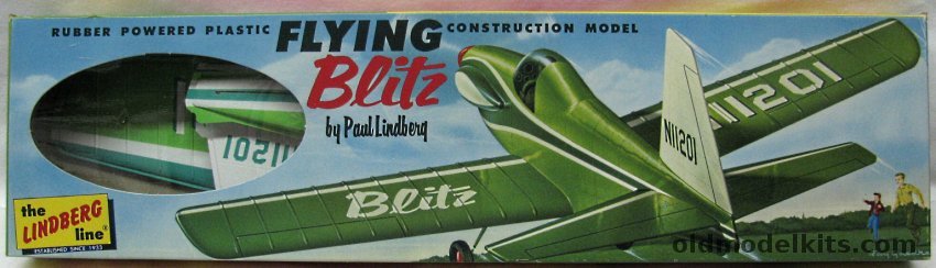 Lindberg Blitz - 18 inch Wingspan Rubber Powered Plastic Flying Airplane Model, 926-100 plastic model kit